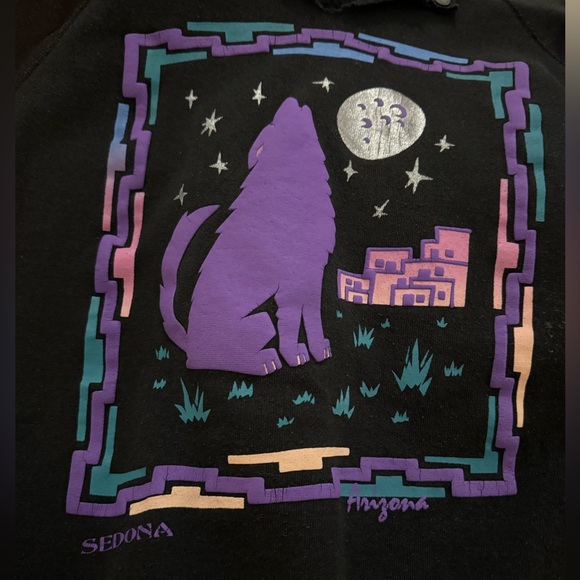 VTG Sedona Arizona Southwestern Tourist Sweatshirt Wolf Moon Desert 90s Native - Picture 10 of 12